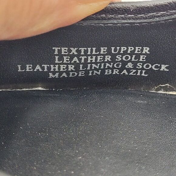 Vintage 80's Banana Republic Pumps 11 Tan Canvas Leather Buckle Open Toe Twee - Picture 12 of 15